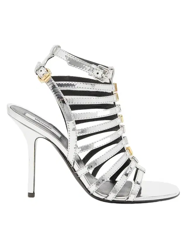 MOSCHINO Women's 0MM Logo Lettering Stiletto Sandals - Silver