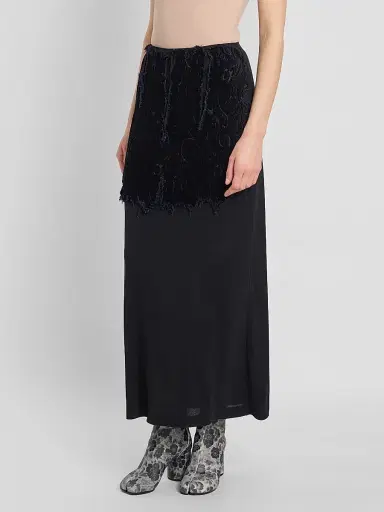 Maison Margiela Women's Textured Paisley Maxi Skirt - Black | Thumbnail 4