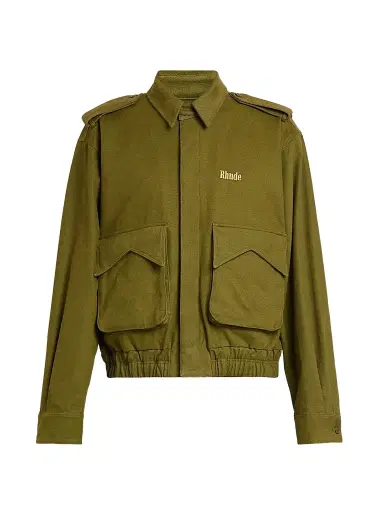 Rhude Men's Logo Cotton Pilot Jacket - Olive Green | Thumbnail 1
