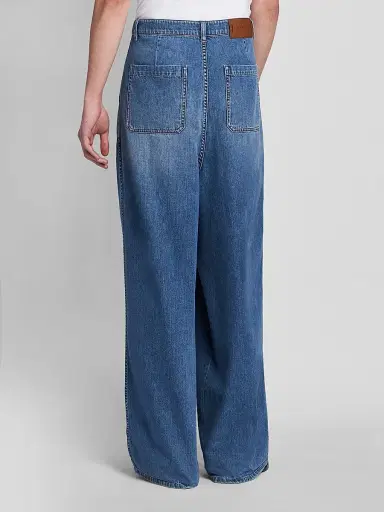 Marni Men's Pleated-Front High-Rise Wide-Leg Jeans - Ocean | Thumbnail 3