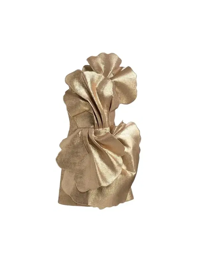 ACLER Women's Oakenzale 3D Metallic One-Shoulder Mini Dress - Gold - Size 12