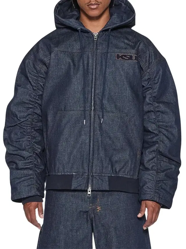 Ksubi Men's Slouch Logo Cotton Oversized Bomber Jacket - Denim