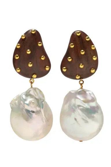 Lizzie Fortunato Wood Pearl Orbit Earrings | Thumbnail 1