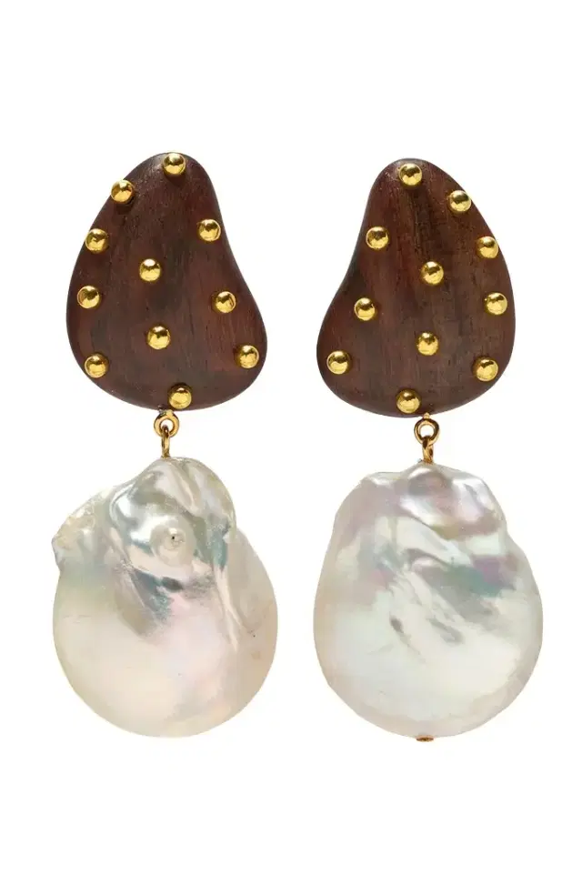 Lizzie Fortunato Wood Pearl Orbit Earrings