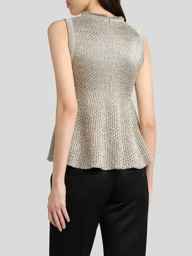 Alexander McQueen Women's Woven Metallic Peplum Top - Silver - Size 8 | Thumbnail 3