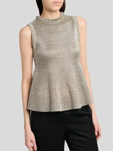 Alexander McQueen Women's Woven Metallic Peplum Top - Silver - Size 8 | Thumbnail 5