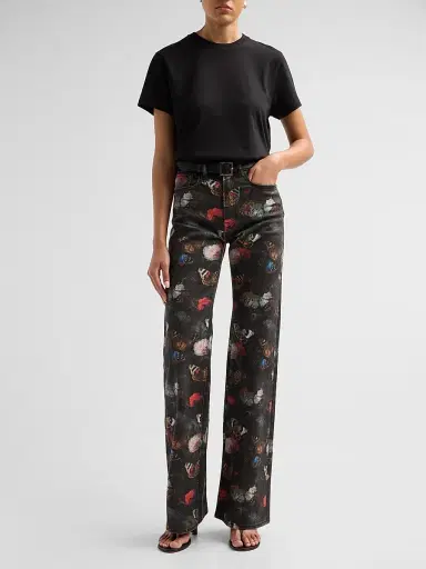 R13 Women's Jane Printed Jeans - Pink Stretch Floral Butterfly - Size 31 | Thumbnail 2 R13 Women's Jane Printed Jeans - Pink Stretch Floral Butterfly - Size 31 | Thumbnail 2