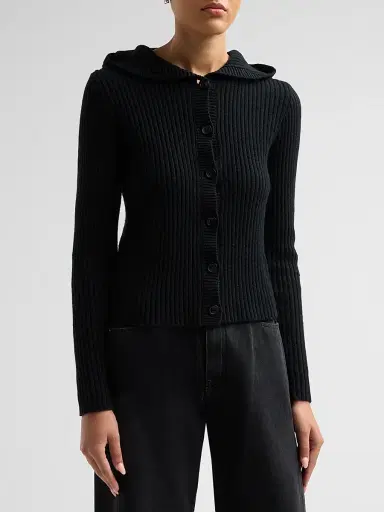 R13 Women's Ribbed Hooded Skinny Cardigan | Thumbnail 4 R13 Women's Ribbed Hooded Skinny Cardigan | Thumbnail 4