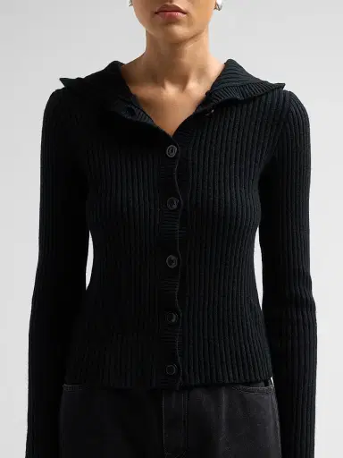 R13 Women's Ribbed Hooded Skinny Cardigan | Thumbnail 5 R13 Women's Ribbed Hooded Skinny Cardigan | Thumbnail 5