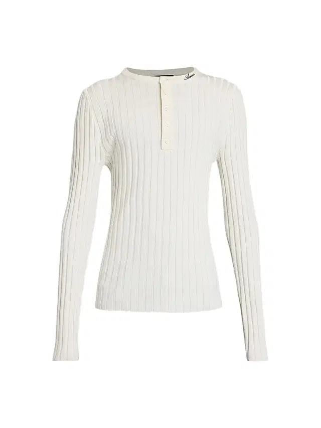 AMIRI Men's Logo Script Knit Henley Top - Alabaster