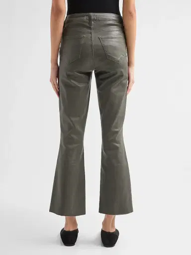 L'Agence Women's Kendra Coated High-Rise Crop Flare Jeans | Thumbnail 3