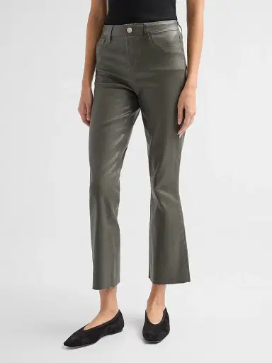 L'Agence Women's Kendra Coated High-Rise Crop Flare Jeans | Thumbnail 4