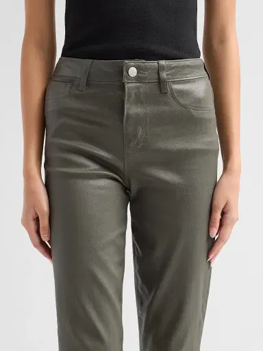 L'Agence Women's Kendra Coated High-Rise Crop Flare Jeans | Thumbnail 5