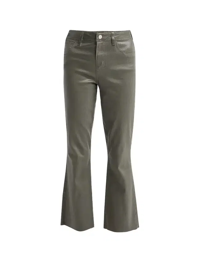 L'Agence Women's Kendra High-Rise Crop Flare Jeans - Ash Olive Coated - Size 32