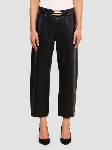 L'Agence Women's Mallis High-Rise Barrel-Leg Jeans - Noir Coated - Size 32 | Thumbnail 4 L'Agence Women's Mallis High-Rise Barrel-Leg Jeans - Noir Coated - Size 32 | Thumbnail 4