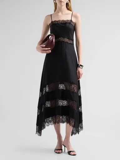 Ulla Johnson Women's Coco Lace-Trimmed Silk Dress | Thumbnail 2 Ulla Johnson Women's Coco Lace-Trimmed Silk Dress | Thumbnail 2