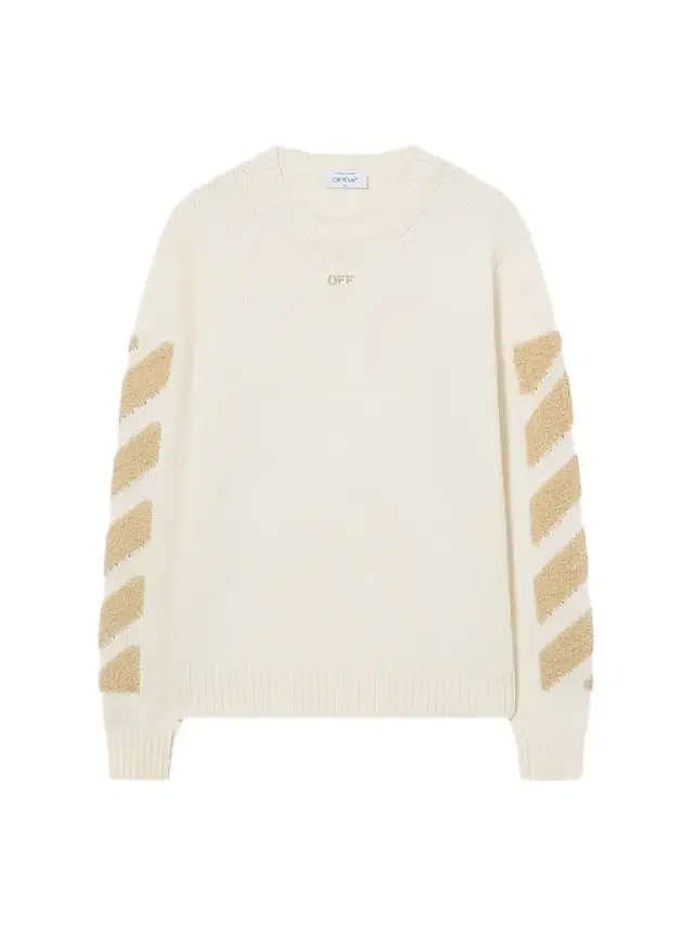 Off-White Men's Diag Arrow Fuzzy Knit Crewneck Sweater - Cream - Size XXL