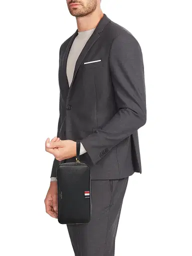 Thom Browne Pebble Grain Leather Cosmetic Bag - Black | Thumbnail 2