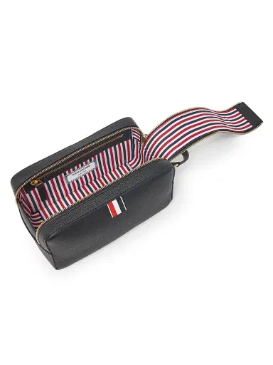 Thom Browne Pebble Grain Leather Cosmetic Bag - Black | Thumbnail 3