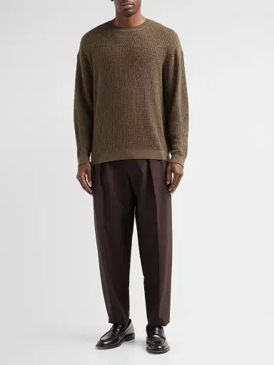 Frame Men's Textured Wool Crewneck Sweater - Soft Taupe - Size XL | Thumbnail 2 Frame Men's Textured Wool Crewneck Sweater - Soft Taupe - Size XL | Thumbnail 2