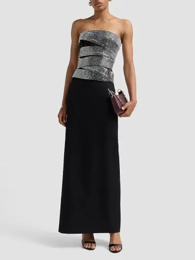 AREA Women's Disco Ball Strapless Top - Black | Thumbnail 2