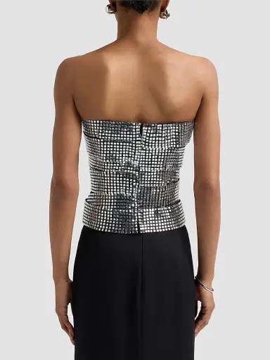 AREA Women's Disco Ball Strapless Top - Black | Thumbnail 3