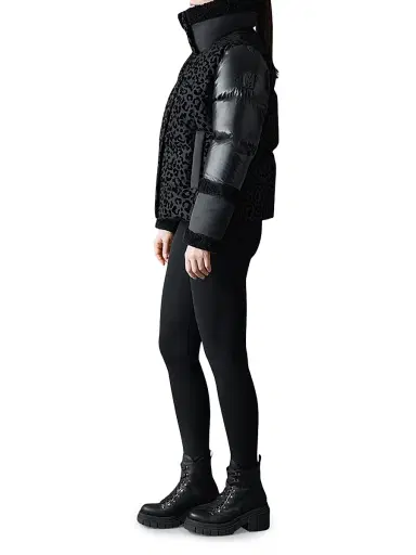 Mackage Women's Lydana Leopard Print Down Puffer - Black - Size Large | Thumbnail 3