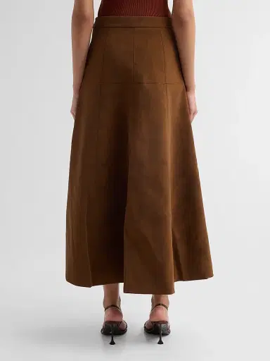 Amur Women's Kara Floral-Embroidered Faux-Suede Midi Skirt | Thumbnail 3 Amur Women's Kara Floral-Embroidered Faux-Suede Midi Skirt | Thumbnail 3