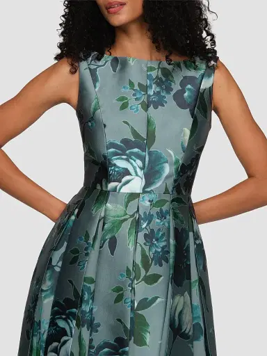 Kay Unger Women's Anatasia Peony Print Midi Dress - Iceberg - Size 12 | Thumbnail 5
