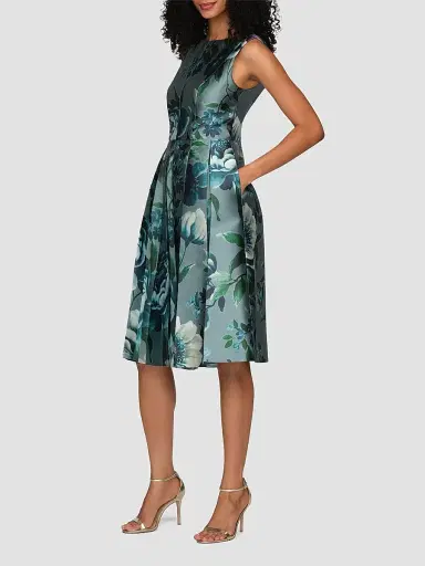 Kay Unger Women's Anatasia Peony Print Midi Dress - Iceberg - Size 12 | Thumbnail 6