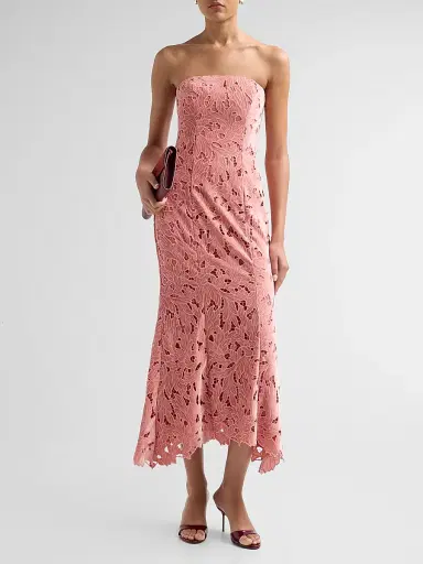 As It May Women's Aurelie Strapless Velvet Lace Midi Dress | Thumbnail 2 As It May Women's Aurelie Strapless Velvet Lace Midi Dress | Thumbnail 2