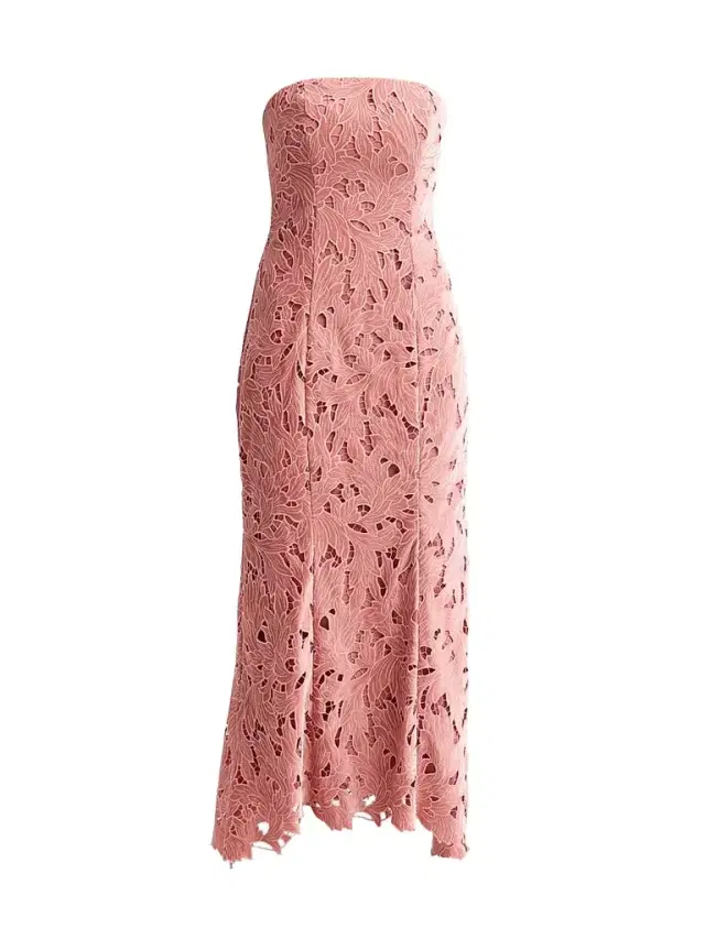 As It May Women's Aurelie Strapless Velvet Lace Midi Dress