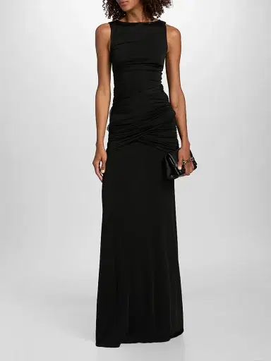 Lapointe Women's Jersey Sleeveless Shirred Gown - Black - Size XS | Thumbnail 3