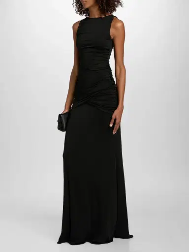 Lapointe Women's Jersey Sleeveless Shirred Gown - Black - Size XS | Thumbnail 4