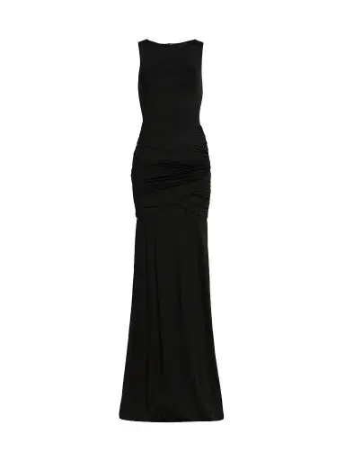 Lapointe Women's Jersey Sleeveless Shirred Gown - Black - Size XS | Thumbnail 1