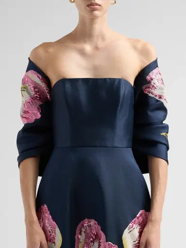 Amsale Women's Sequined Tulip Cocoon Wrap - Navy | Thumbnail 5