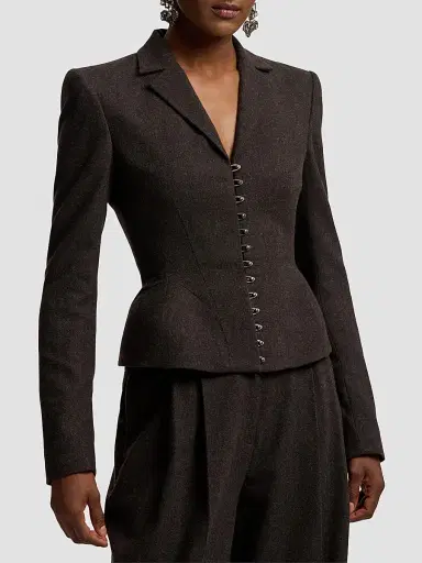 Ralph Lauren Collection Women's Joleene Herringbone Wool Flannel Jacket | Thumbnail 4 Ralph Lauren Collection Women's Joleene Herringbone Wool Flannel Jacket | Thumbnail 4