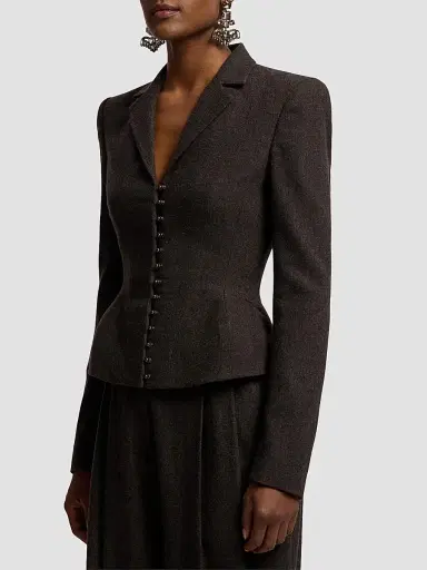 Ralph Lauren Collection Women's Joleene Herringbone Wool Flannel Jacket | Thumbnail 5 Ralph Lauren Collection Women's Joleene Herringbone Wool Flannel Jacket | Thumbnail 5