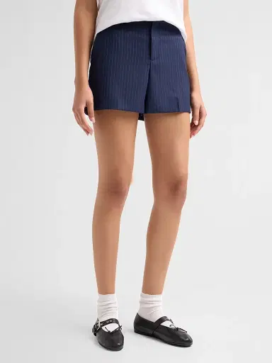 MOSCHINO Women's Pinstriped Wool Trouser Shorts | Thumbnail 4 MOSCHINO Women's Pinstriped Wool Trouser Shorts | Thumbnail 4