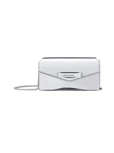Givenchy Women's Antigona Wallet with Chain in Mirror Leather - Light Silvery | Thumbnail 1