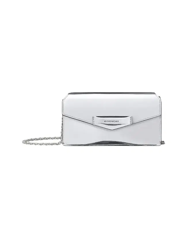 Givenchy Women's Antigona Wallet with Chain in Mirror Leather - Light Silvery