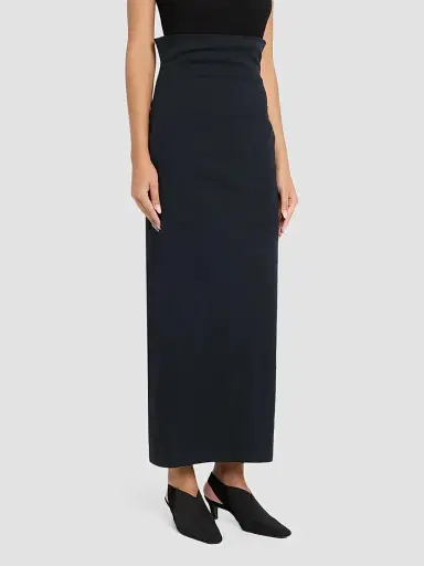 Issey Miyake Women's Allow Stretch Washi-Blend Maxi Skirt - Dark Navy | Thumbnail 4