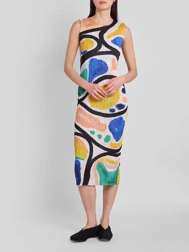 Pleats Please Issey Miyake Women's Roll Printed Plissé Dress - Size Medium | Thumbnail 2