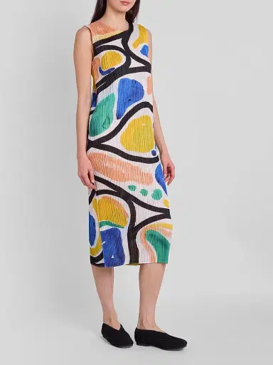 Pleats Please Issey Miyake Women's Roll Printed Plissé Dress - Size Medium | Thumbnail 4