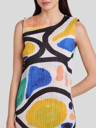 Pleats Please Issey Miyake Women's Roll Printed Plissé Dress - Size Medium | Thumbnail 5