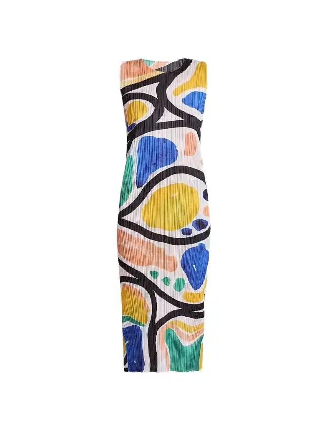 Pleats Please Issey Miyake Women's Roll Printed Plissé Dress - Size Medium