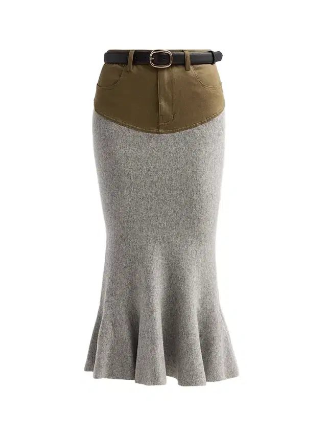 Self-Portrait Women's Denim-Insert Knit Midi Skirt - Grey