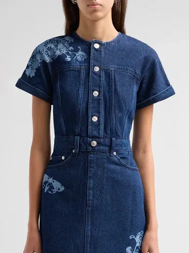 Erdem Women's Floral Denim Midi Dress - Mid Blue Wash | Thumbnail 5 Erdem Women's Floral Denim Midi Dress - Mid Blue Wash | Thumbnail 5