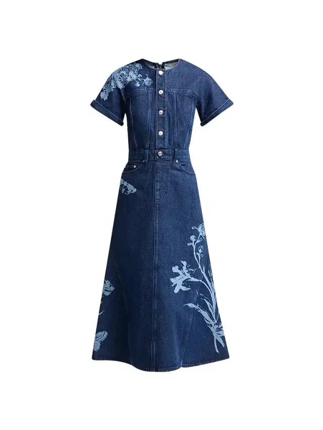 Erdem Women's Floral Denim Midi Dress - Mid Blue Wash