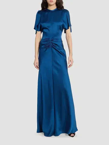 Victoria Beckham Women's Satin Gathered Waist Maxi Dress | Thumbnail 2 Victoria Beckham Women's Satin Gathered Waist Maxi Dress | Thumbnail 2